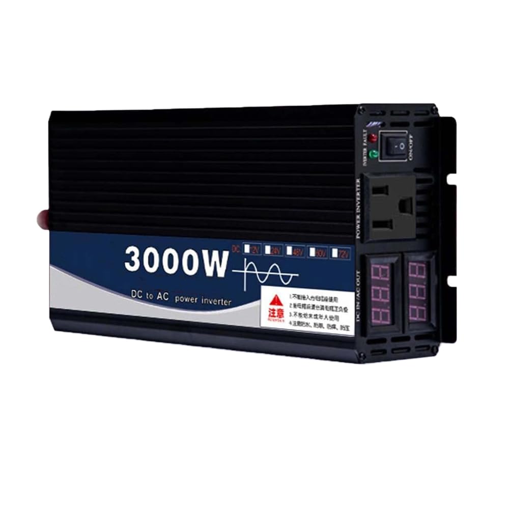 Inversor de onda sinusoidal pura de alta eficiencia de 5000 W, 4000 W, 3000 W, CC de 12V/24V/48V/60V/72V, cargador de entrada de CC, salida de CA de 120V/240V, inversor para coche,3000w,12V to 110V