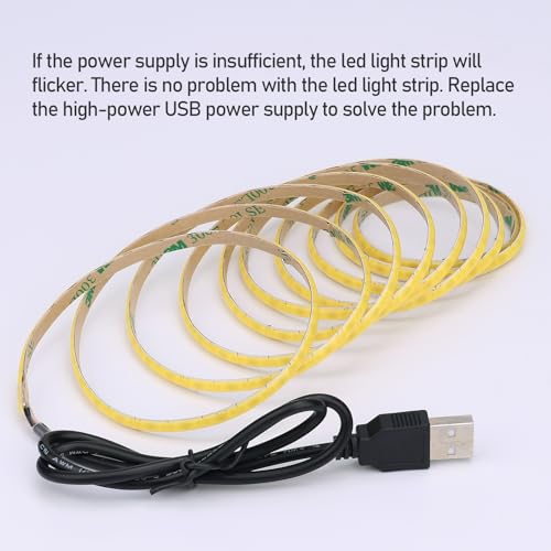 Image of GOMING 5V 5mm Width COB USB LED Strip Warm White 3000K 4M(2pcs x 6.6ft) | USB Powered 400LEDs /M Flexible High Brightness IP20 Not Waterproof LED Tape Lights for DIY Decoration Lighting