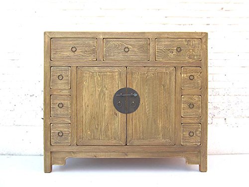 Luxury-Park China Country Estilo Sencillo Kleine credencia Aparador Fino Pino Madera markanter Herraje de latón
