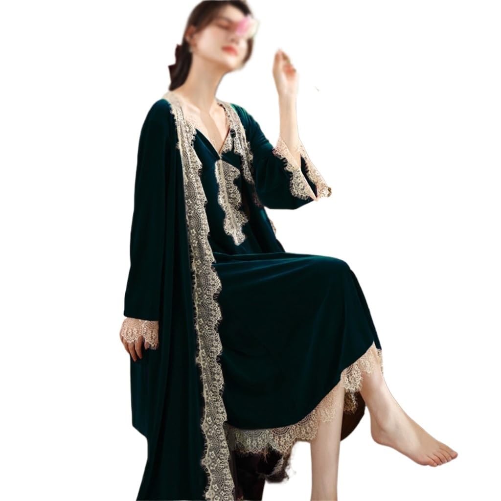 Pyjamas femmes velours chaud dentelle sexy ensemble de nuit automne hiver XL