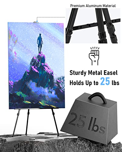 Nicpro 2 Pack Artist Easel Stand, Adjustable Height 17" to 63" Aluminum Metal Tripod Easel for Table Top & Floor - Image 3