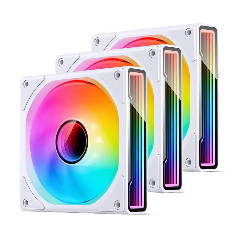Jonsbo ZK-120W wentylator ARGB PWM, 120 mm, 3 sztuki, biały – cichy i stylowy, RGB, 2200 obr./min