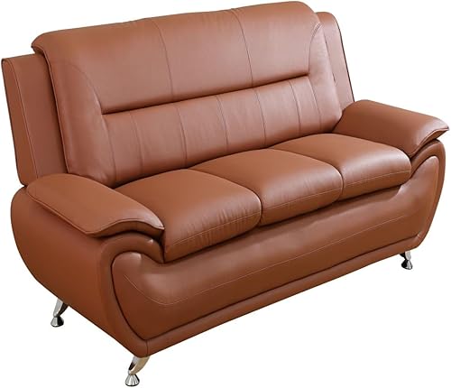 Miniatura 25 de Cómodo sofá moderno de piel sintética para sala de estar pequeña, dormitorio, oficina, apartamento para espacios pequeños (negro y rojo, asiento