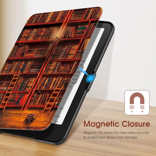 Image of Fintie Case for 7 inch All-New Kindle Paperwhite (12th Generation, 2024) and Kindle Colorsoft Signature Edition - Slim Lightweight Shell PU Leather Protective Cover with Auto Sleep /Wake, Library