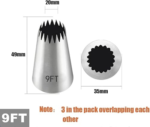 Miniatura 10 de Punta de tubería 6B grande, punta de glaseado de estrella 6B para Eclairs, churros, merengue, decoración de galletas, 3 piezas