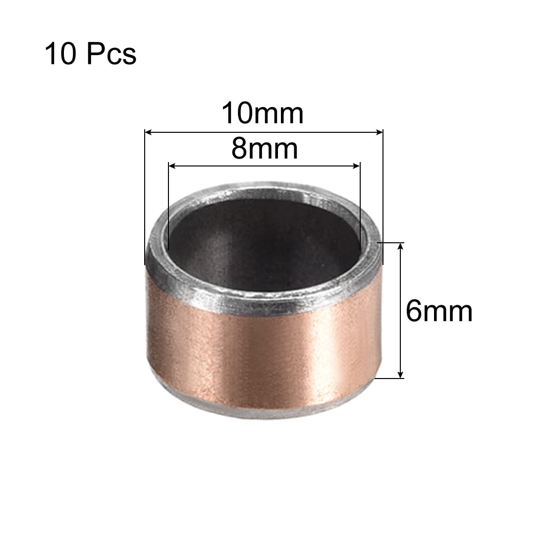 QUARKZMAN Gleitlager – 6 Mm Bohrung X 10 Mm Außen-Ø X 8 Mm Länge, Selbstschmierende Messingbuchse, 8 Stück – Für Maschinenbau & Elektronik
