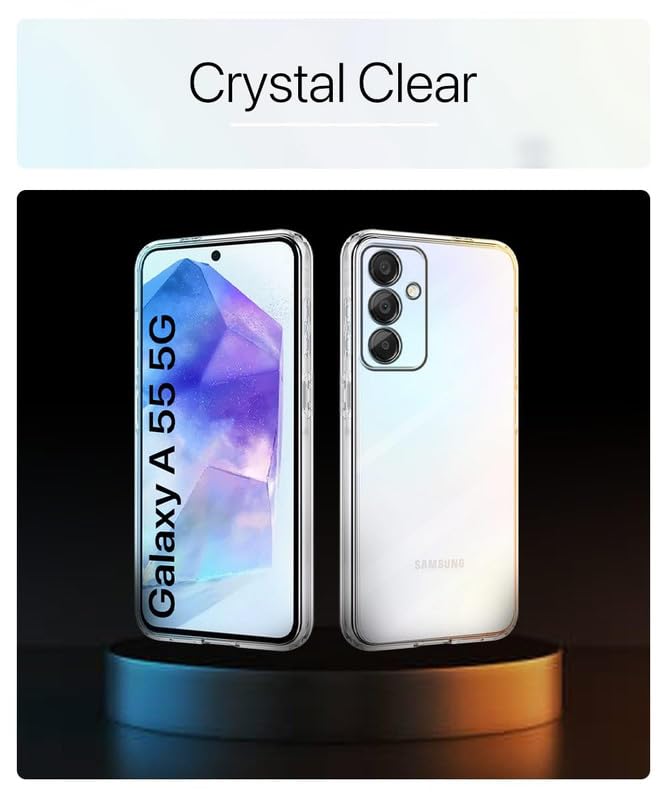 Image of Case Creation New Samsung A55 5G Premium Imported 0.3mm Crystal Clear Totu Silicone Transparent Flexible Soft Corner Protection with TPU Slim Back Case Color Cover for A55 5G
