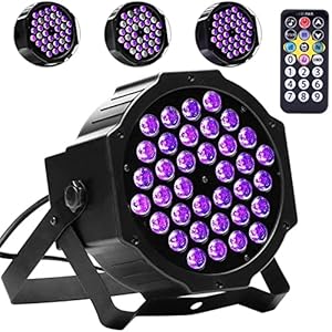 Lumière Noire UV, 36 LED UV Par Lampe de Scène avec Lumière de Scène Télécommandée pour Fête, Bar, Scène, Noël, Halloween, Mariage (1 Pièce)
