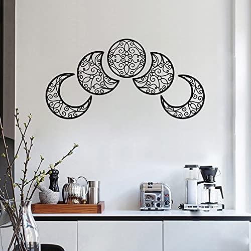 5PCS Wood Moon Phases Wall Hanging Decor, Moon Art Room Ornaments Wooden Decorations for Office Nursery Bedroom Apartment, Housewarming Gift for Family Friends