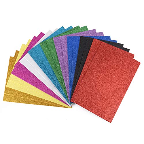Lot De 20 Feuilles De Mousse Autocollante Pailletée - Format A5 (21x14,8 Cm) - Pour Loisirs Créatifs