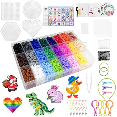 Crynvor 6300 Bügelperlen Set 24 Farben, 5mm Steckperlen, Perlen...