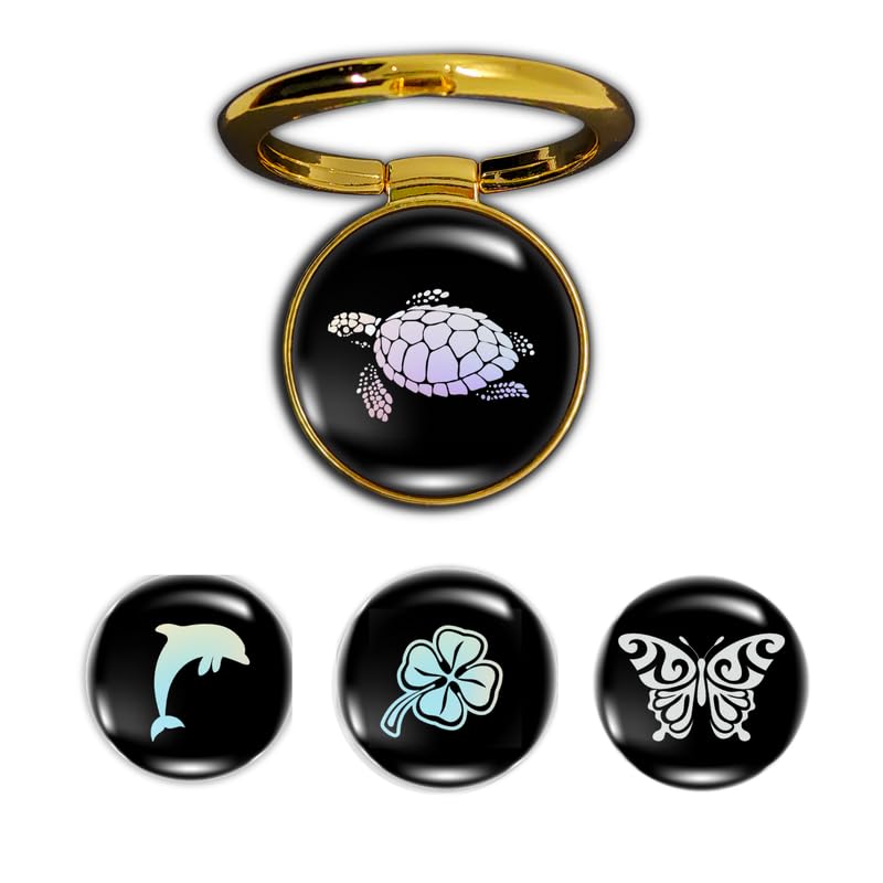 Image of 4-in-1 Metallic Mobile Back Ring Holder | Strong Grip for Phone & Back Cover | 4 3D Logo Magnets | 360 Adjustable Stand