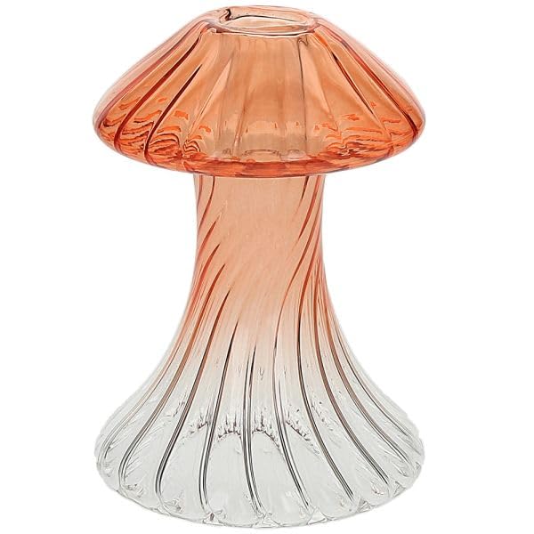 Porta Candela H13 Arancio Glass Design Mushroom Vetro Arancione