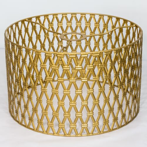 Pantalla redonda moderna de metal, forma de tambor dorado, tallada en hueco, para lámpara de pie, lámpara de suspensión, lámpara de mesa