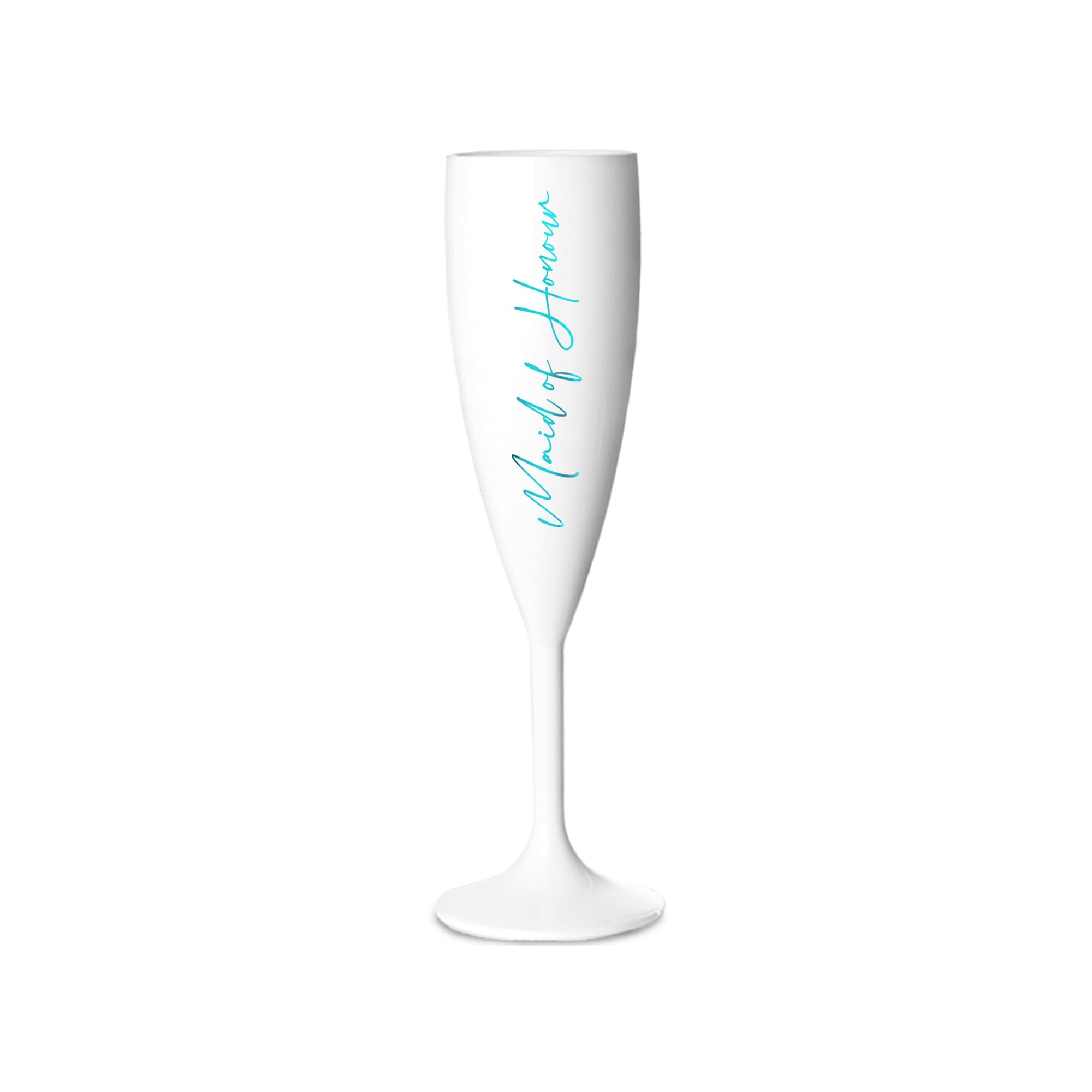 Print Maniacs Champagne Premium White Flute Glass Bride Groom Mr Mrs Wedding Maid Honour Wine Cocktail Prosecco Celebrations Gift (Teal, Maid of Honour)