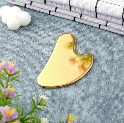 Image of Heart Shape Gold plated gua sha stainlesss steel massage tools for face and body