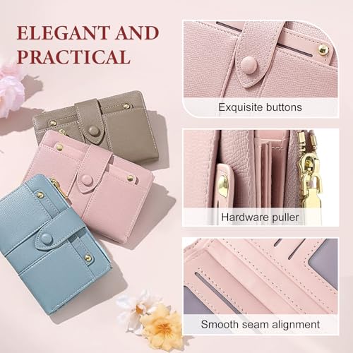 Multi-function Short Wallet For Women's, Leather RFID Blocking Bifold Zipper Pocket Wallet Card Case Purse (Gray)3