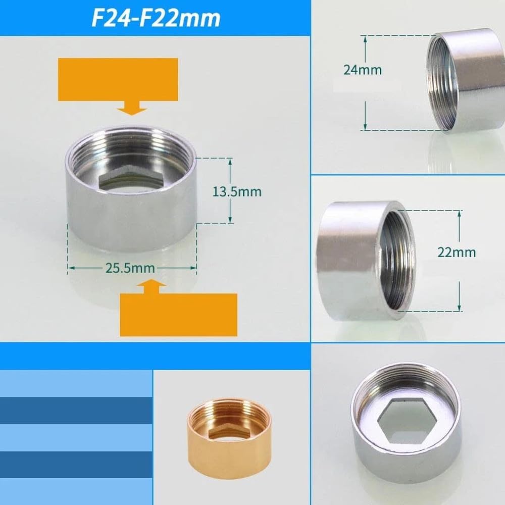 Connettore aeratore per rubinetto in ottone da M20 M22 M24 a 1/2" 3/4" - Filettatura fine/grossa maschio e femmina | Risparmio rubinetto cucina