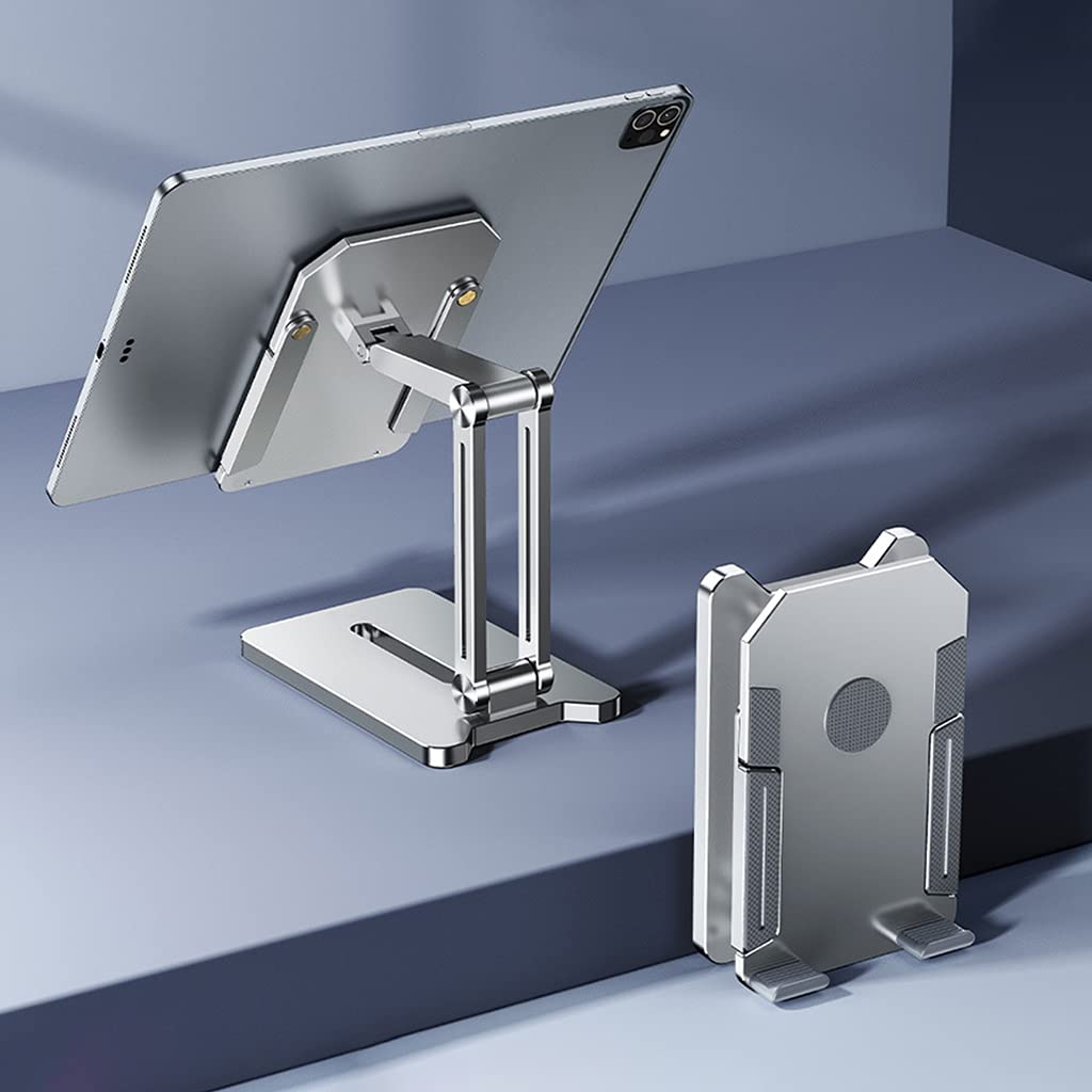 Soporte de teléfono móvil plegable con múltiples ángulos para escritorio, soporte de teléfono de escritorio antideslizante, base de aluminio ajustable para todos los teléfonos inteligentes y tabletas