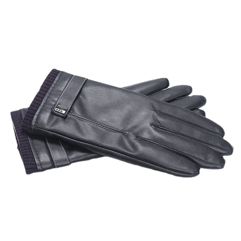 Gants en cuir chauds pour hommes doublés velours élégants