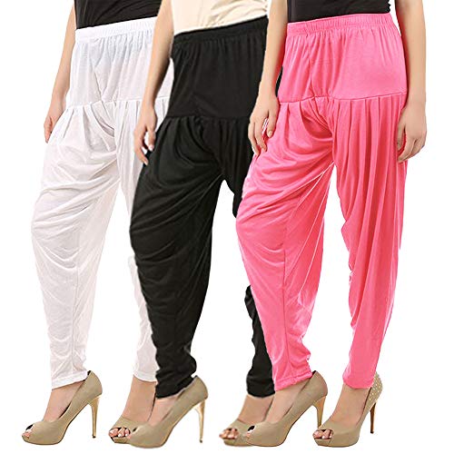 Image of Buy That Trendz Patiala Pants for Women 3 Combo Womens Viscose Relaxed Pants Pack of 3