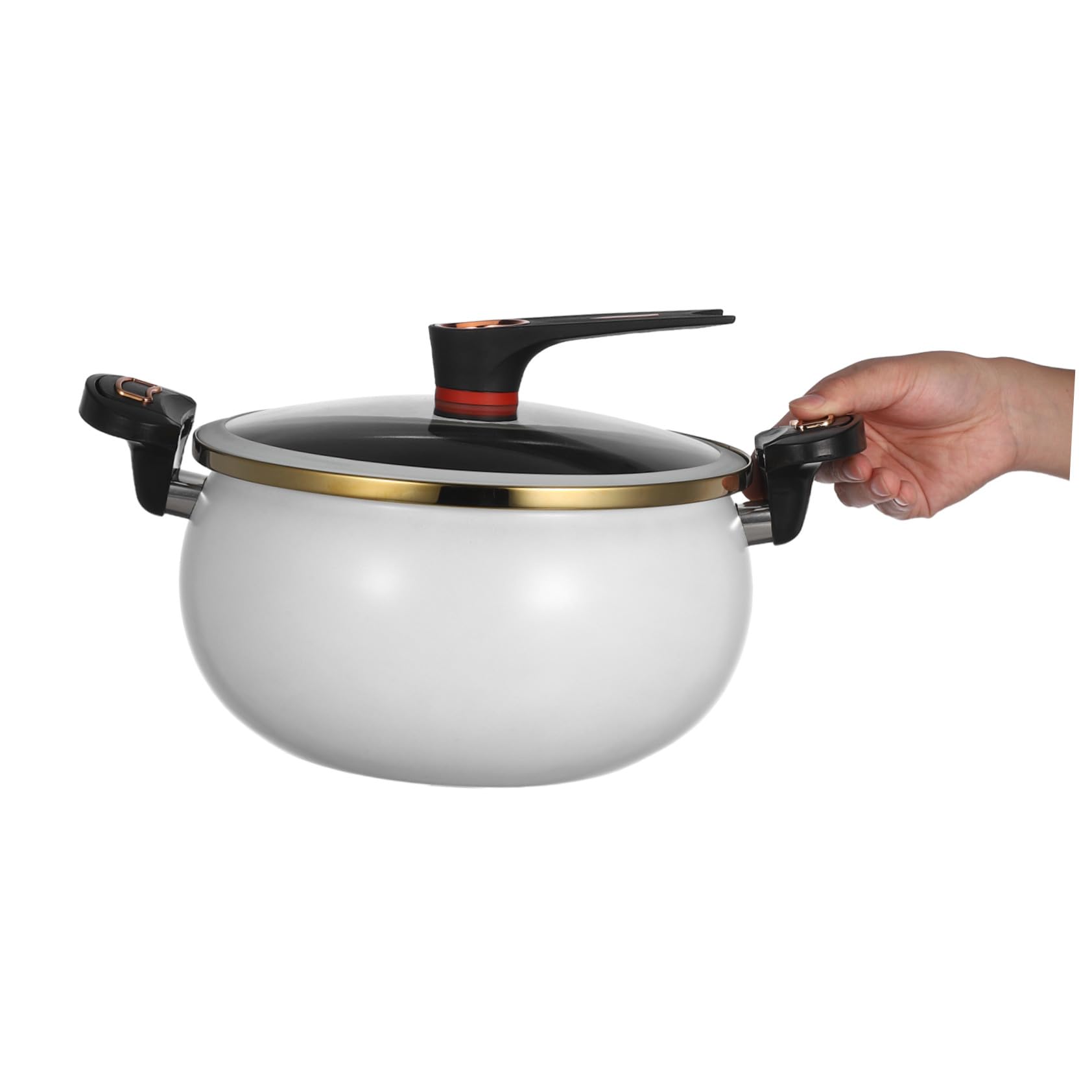 STOBAZA Casserole Céramique Émaillée avec Couvercle Micro-pression Capacité pour Mijoter Bouillir et Cuire à Feu Doux Poignée Anti-brûlure pour Soupe Ragoût et Pâtes