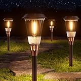 ALFIOT「4個セット」明るいソーラー ライト 屋外 電球色/昼光色 2-in-1色温調節 自動点灯 光センサー IP65防水 高輝度パスライト おしゃれ 庭/玄関/歩道/花壇/芝生用庭 レトロ ソーラーパワー屋外照明