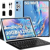 2026 Tablet Android 15 Gemini AI, 30GB RAM+128GB ROM/2TB Tablet 10 Pollici, 5G WiFi, 8000mAh, Corpo Metallico, Unisoc Octa Core/5+8MP/Widevine L1/Face ID/BT5.0/GPS Tablets con Tastiera e Mouse - Blu