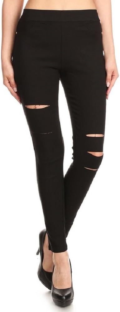 Jvini Women’s Pull-On Ripped Distressed Stretch Legging Pants Denim Jean Reg-Plus Size