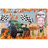 AUBAO Custom Monster Truck Themed Birthday Party Backdrop Personalized Racing Cars Grave Digger...
