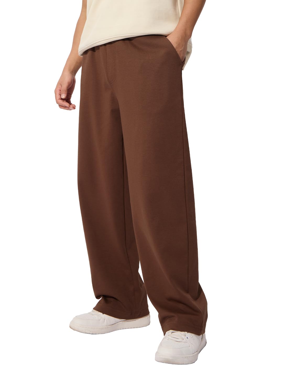 the souled store Tan Brown Men and Boys Cotton Blend Loose Fit Korean Joggers-picture-14