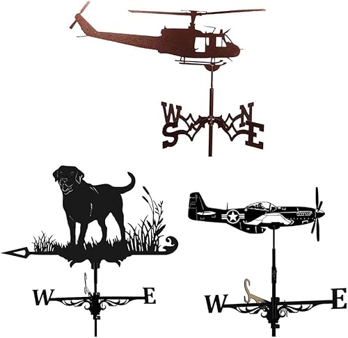 Miniatura 7 de Kit de indicador de dirección del viento genérico para montaje en techo, soporte de metal para exteriores, veleta meteorológica para cúpulas de
