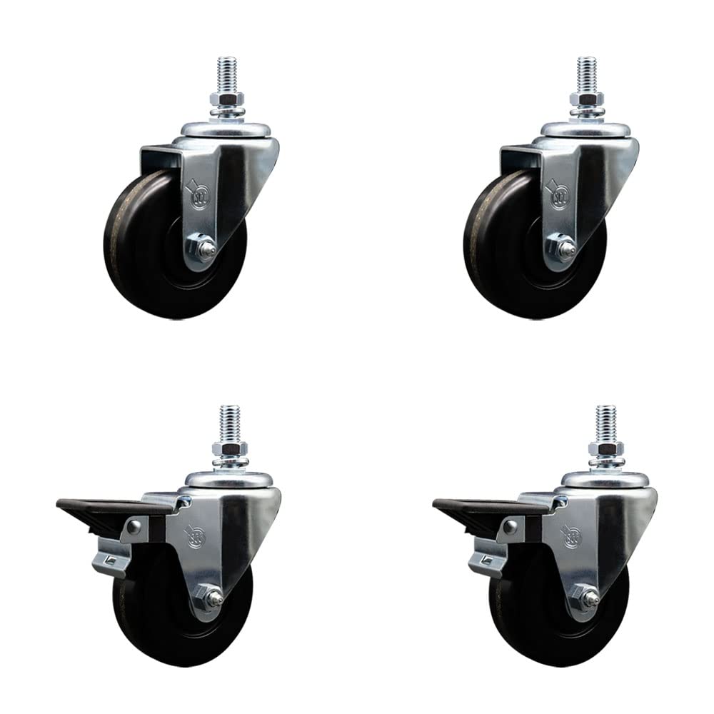 Phenolic Swivel Threaded Stem Caster Set of 4 w3.5