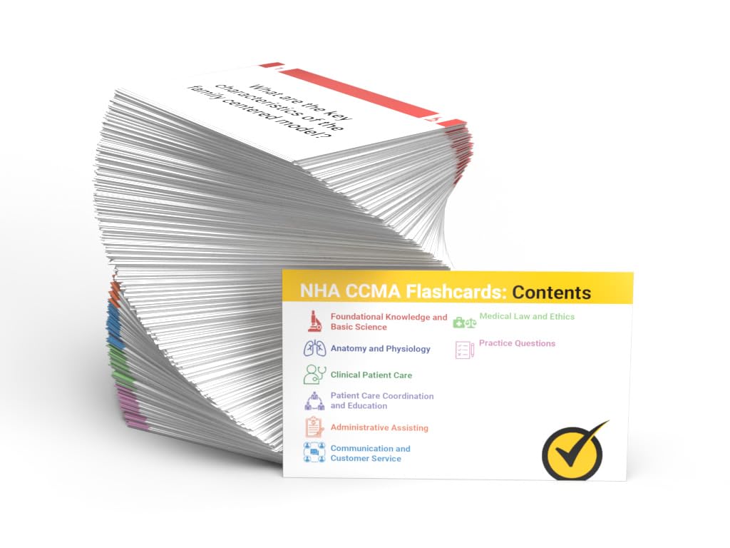 Tarjetas de estudio NHA CCMA 2025-2026: Preguntas de preparación para el examen CCMA y pruebas de práctica [tarjetas a todo color]