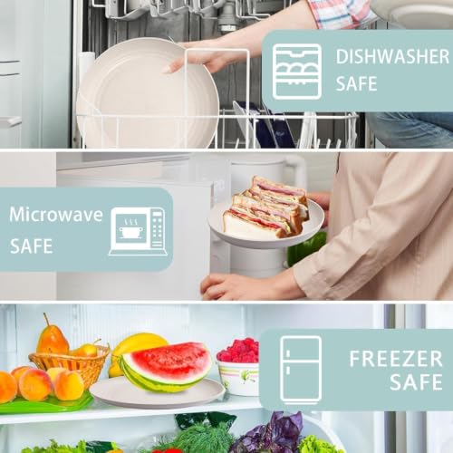 Image of Wheat Straw Dinner Plate Set, Eco-Friendly Dinner Set Round Serving Plate, Dishwasher & Microwave Safe - Perfect for Dinner Dishes Deep Plates Easy to Clean (MULTI-4PCS, 23 CM)
