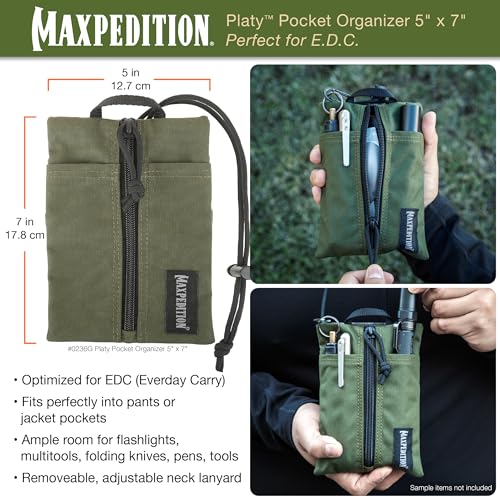 Image of MAXPEDITION Platy Pocket Organizer, Durable EDC Tool Pouch for Men, Neck Wallet with Paracord Lanyard, Holds Flashlight, Multitool, Pen, Notebook