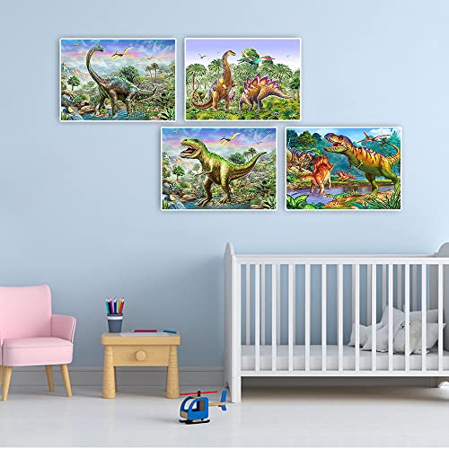 DCIDBEI 4 Pack Dinosaur Diamond Painting 30x40 cm Painting by Numbers Dinosaur Dinosaur Diamond Art Kids Canvas Diamond Painting Dinosaurs Girls Diamond Picture Art Mosaic Diamond Mosaic Animals - Image 3