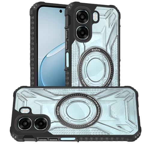 Image of AESTMO Hybrid Shockproof Back Cover Case for Oppo A6X 5G Compatible with MagSafe | Hard Back Case Cover for Oppo A6X 5G (PC & TPU, Translucent Back, Black Sides)
