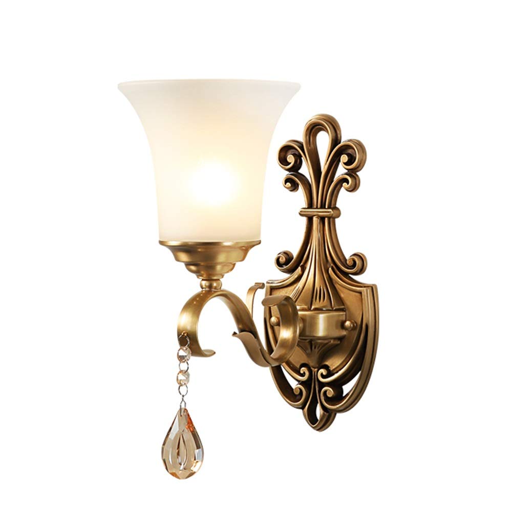 HPTHLY Wall Mounted Light Wall Mounted Light - Brushed Copper Finish Wall Lamp Lighting Fixture,Traditional European Classic Wall Light With Glass Lampshade (Glass)