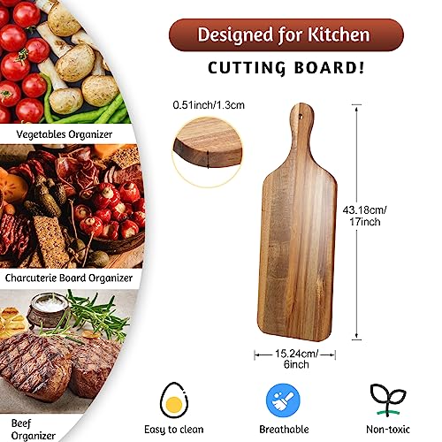 Set de 6 tablas de cortar de madera acacia con mango miniatura 2