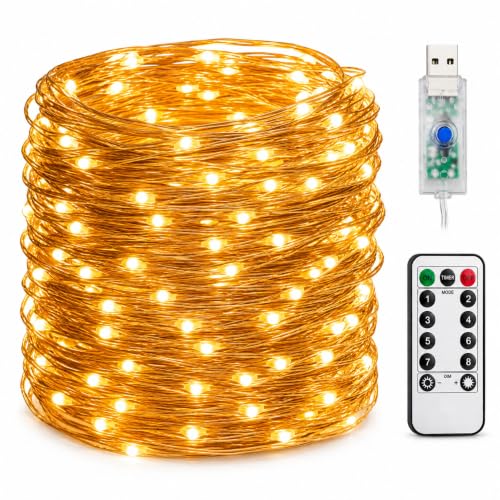 Image of HUMAIZAR 5m 50 LED USB Fairy Lights with Remote, 8 Modes, Warm Yellow