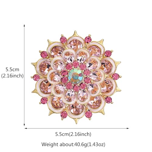 Image of Vintage Crystal Rhinestone Flower Brooch Pins for Women Fashion Snowflake Sunflower Brooches for Dress Suit Hat Accessories broach Jewelry