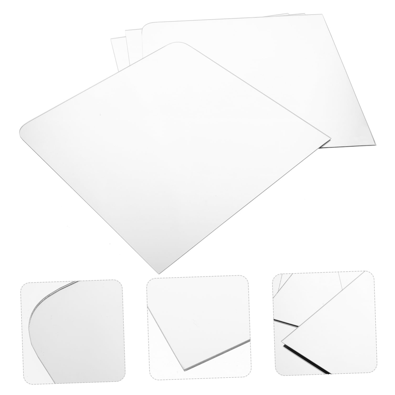 PRETYZOOM Specchio da Parete Adesivo 30x30 Cm Bianco a Quattro Pezzi