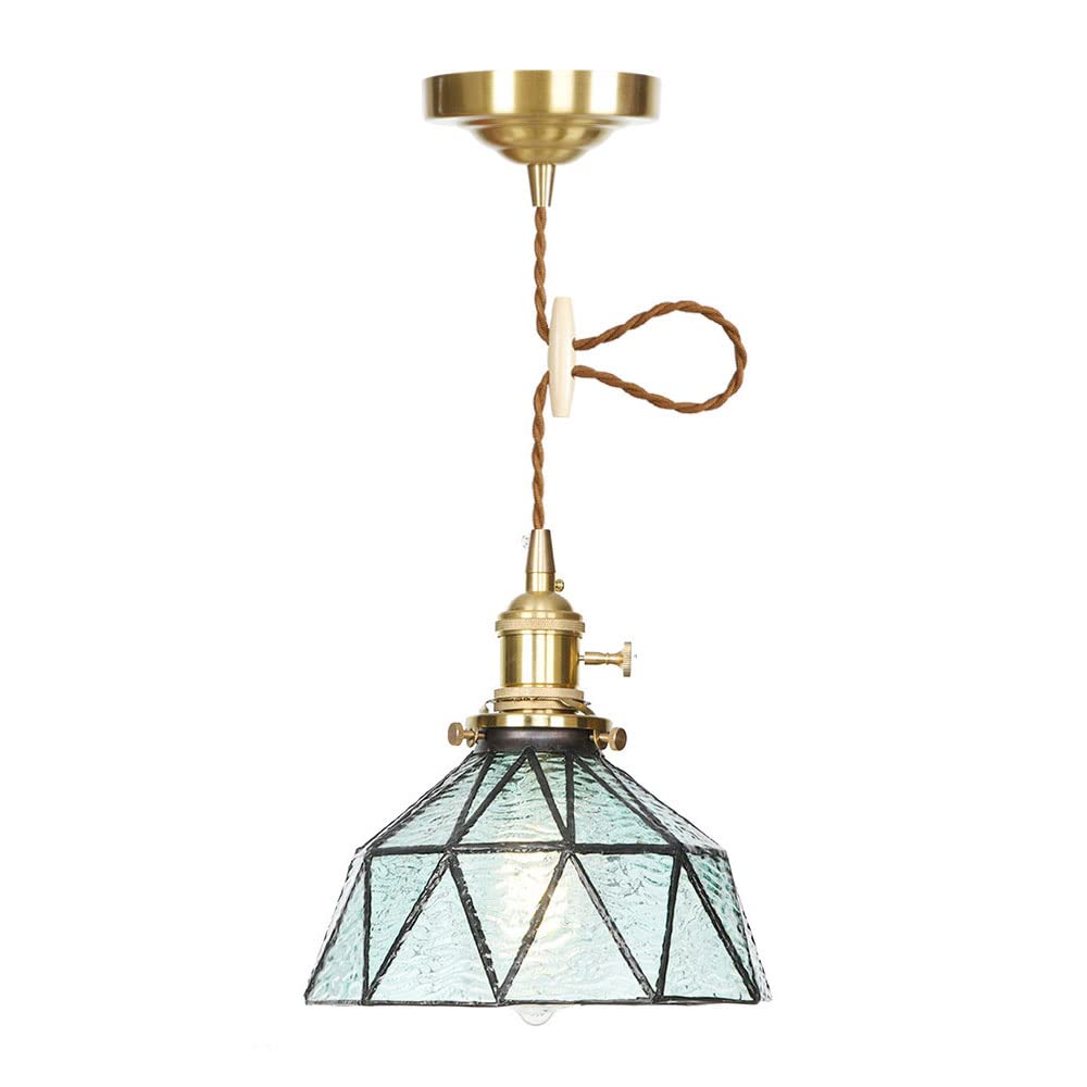 FYZDLAOR Brass+Glass Pendant Light, Modern Pendant Light with Adjustable Height,for Living Room Bedroom Restaurant Cafe Teahouse Bar Dining Room Club（E27）