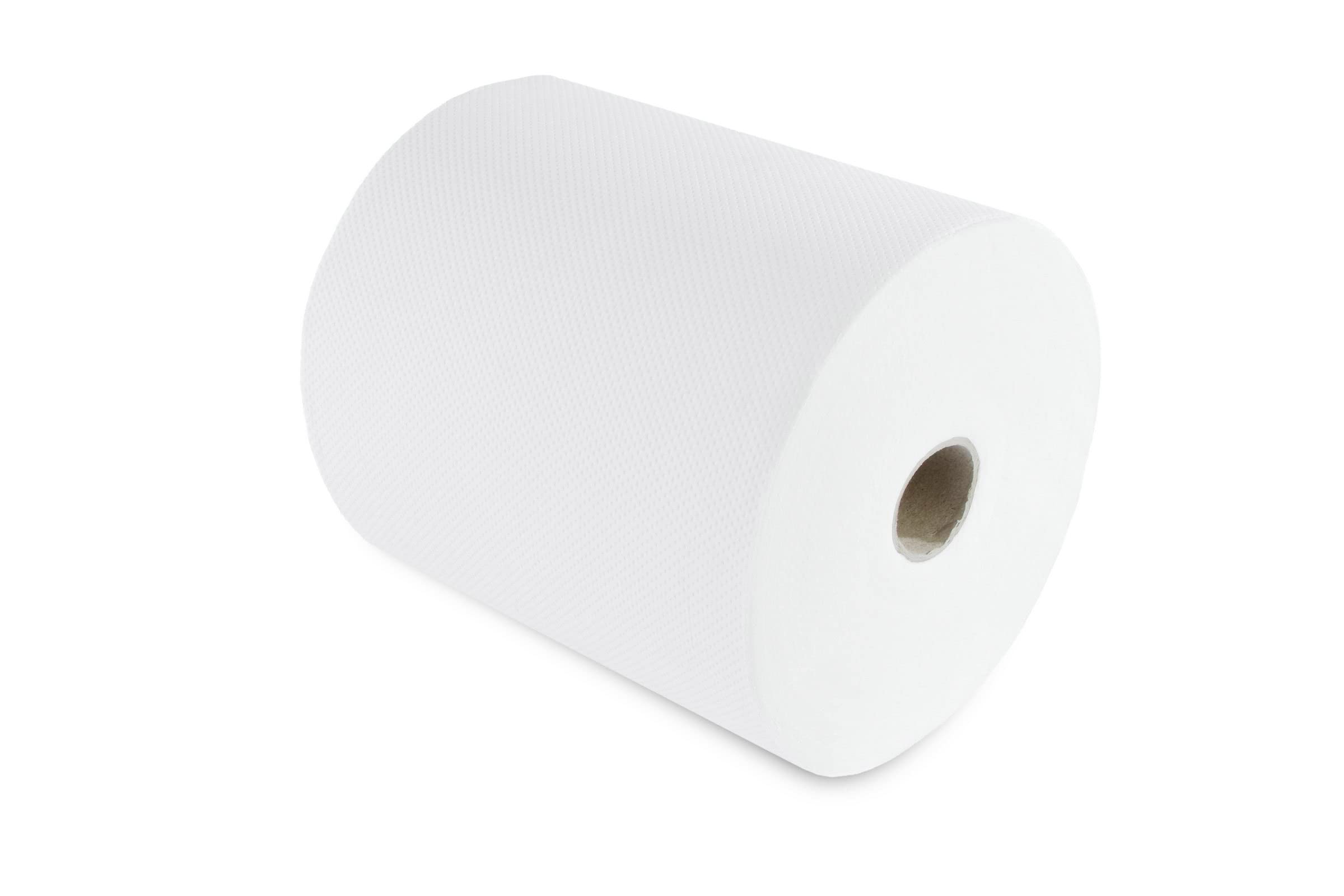 Divertido rollo de toalla de mano de 2 capas con núcleo especial de 4 cm, para dispensadores genéricos, color blanco brillante, 20 cm, aprox. 140 m (Pack de 6)