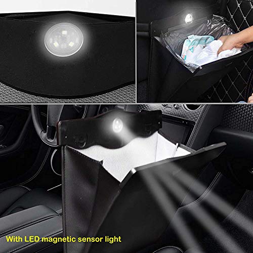 Image of Smart LED Car Trash Can, Bisposable Trash Bags 4Gallon, 150Counts Waterproof Leather Storage Pocket Portable Garbage Bag for Car Bathroom Home Bedroom Office Garbage Can