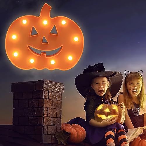 Vicila Pumpkin Marquee Sign Halloween Lights, Orange Led Night Lights Table & Wall Lamp For Bedroom, Kids' Room, Nursery Room thumb #1
