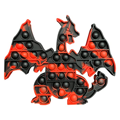 LAVONE Fidget Toys, Push Bubble Fidgets Sensory Toy, Stress Relief Pop Fidget Toy for Kids Adults - Dinosaur Red Black