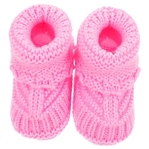1 Pair Knitting Shoes for Kids Warm Shoes Baby Knitting Shoe Handmade Knitting Shoes Baby Shoes Booties Baby Crochet Shoes Baby Boots Yarn Spring and Autumn Pink Newborn