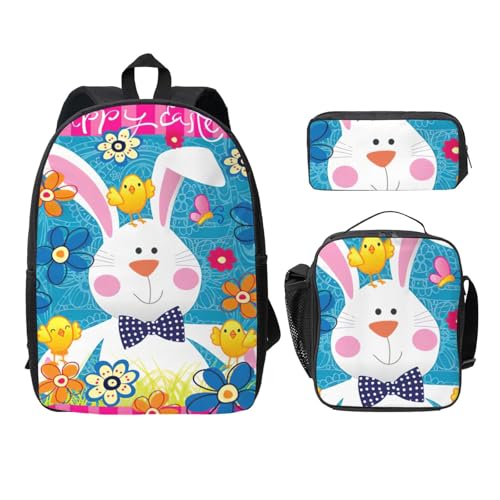 Lot de 3 sacs à dos noir avec trousse et sac isotherme pour l'école secondaire